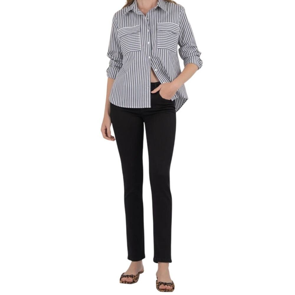 Kut From‎ the Kloth Stevie Mid Rise Straight Leg Jean Black Size 2